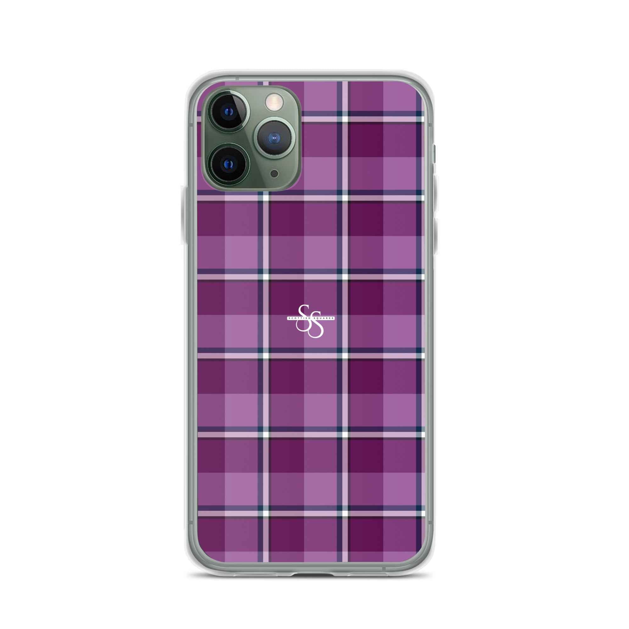 Clear Case for iPhone Purple and Trendy Pink Plaid - Scottish Squares