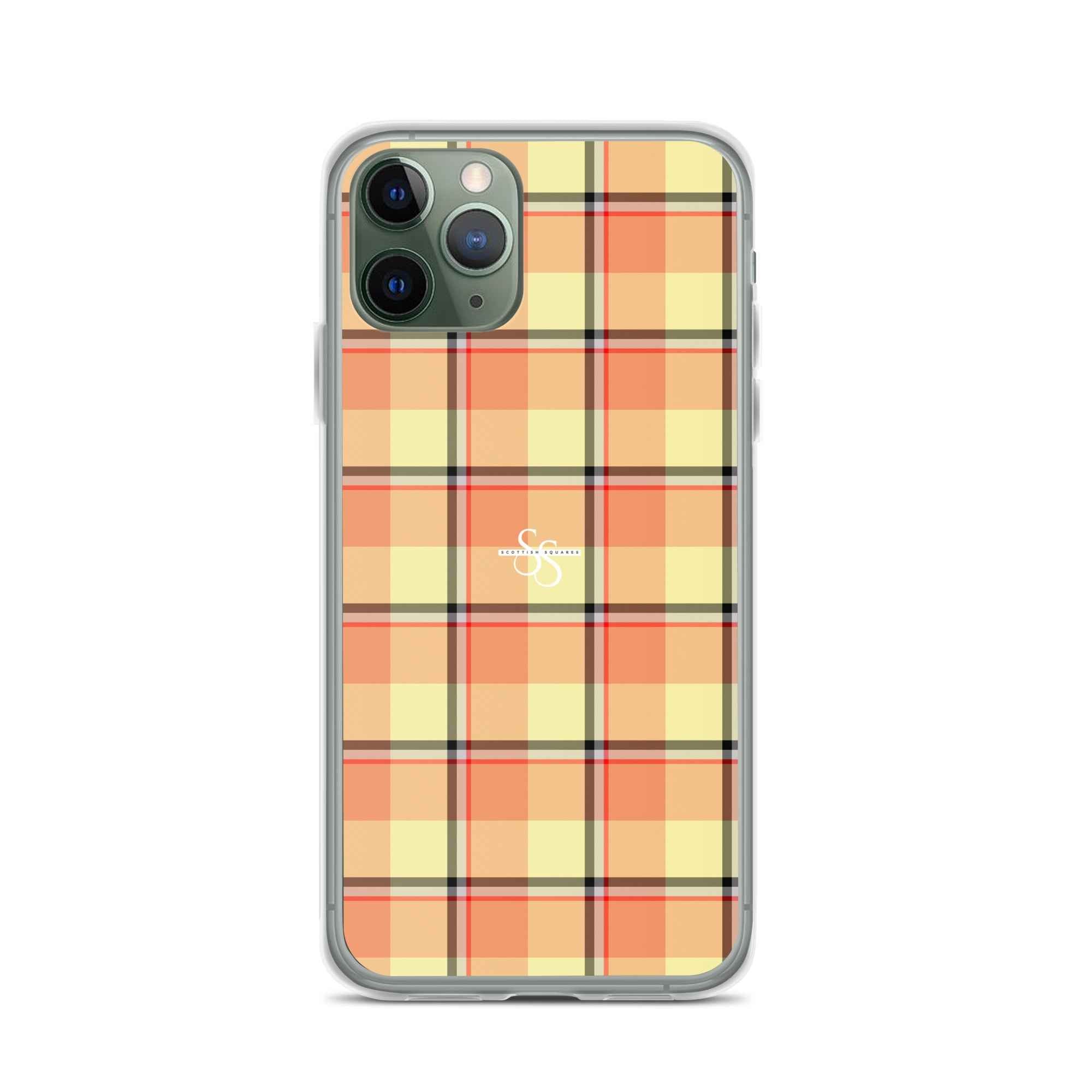 Clear Case for iPhone Claystone and Morning Mist Plaid - Scottish Squares
