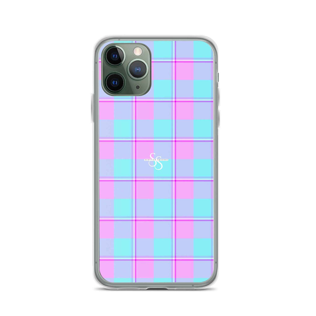 Clear Case for iPhone Mauve and Coastal Mist Plaid - Scottish Squares