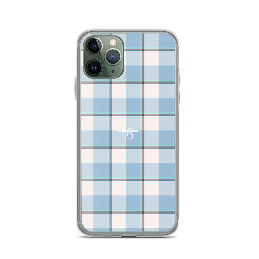 Clear Case for iPhone Pink Cloud and Blue Lagoon Plaid - Scottish Squares