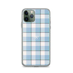 Clear Case for iPhone Pink Cloud and Blue Lagoon Plaid - Scottish Squares
