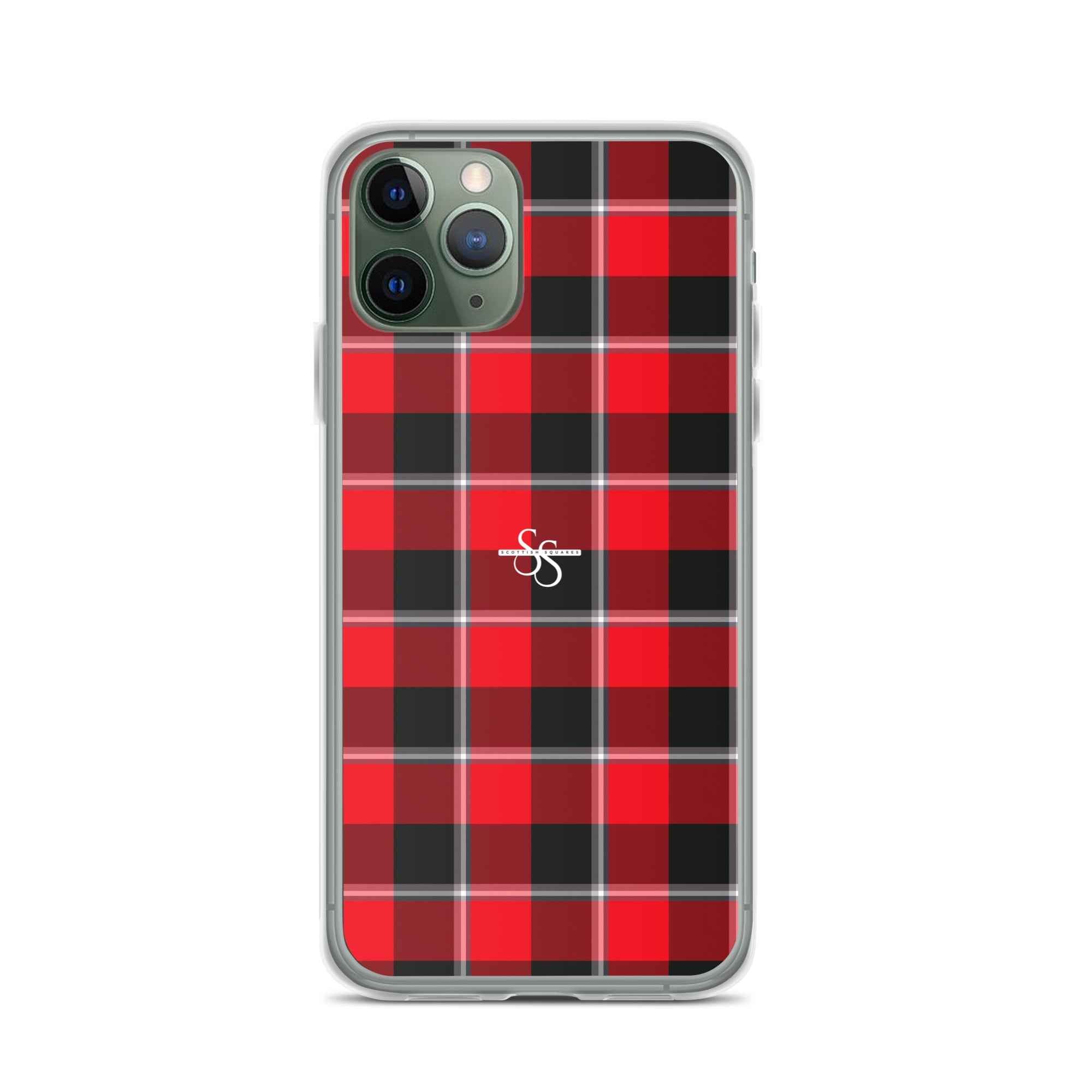 Clear Case for iPhone Red Ribbon and Heavy Metal Plaid - Scottish Squares