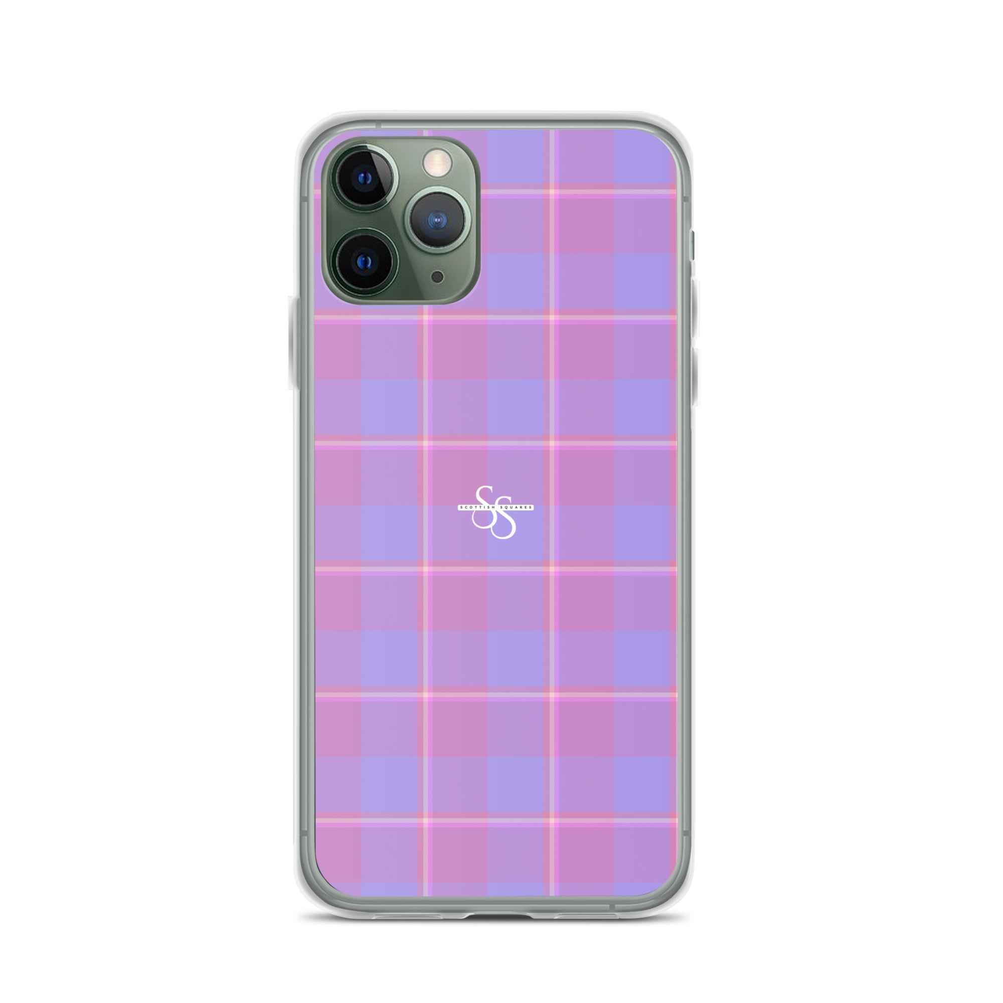 Clear Case for iPhone Viola and Dull Lavender Plaid - Scottish Squares