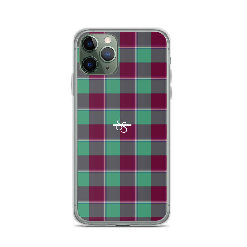 Clear Case for iPhone Ocean Green and Mulberry Wood Plaid - Scottish Squares