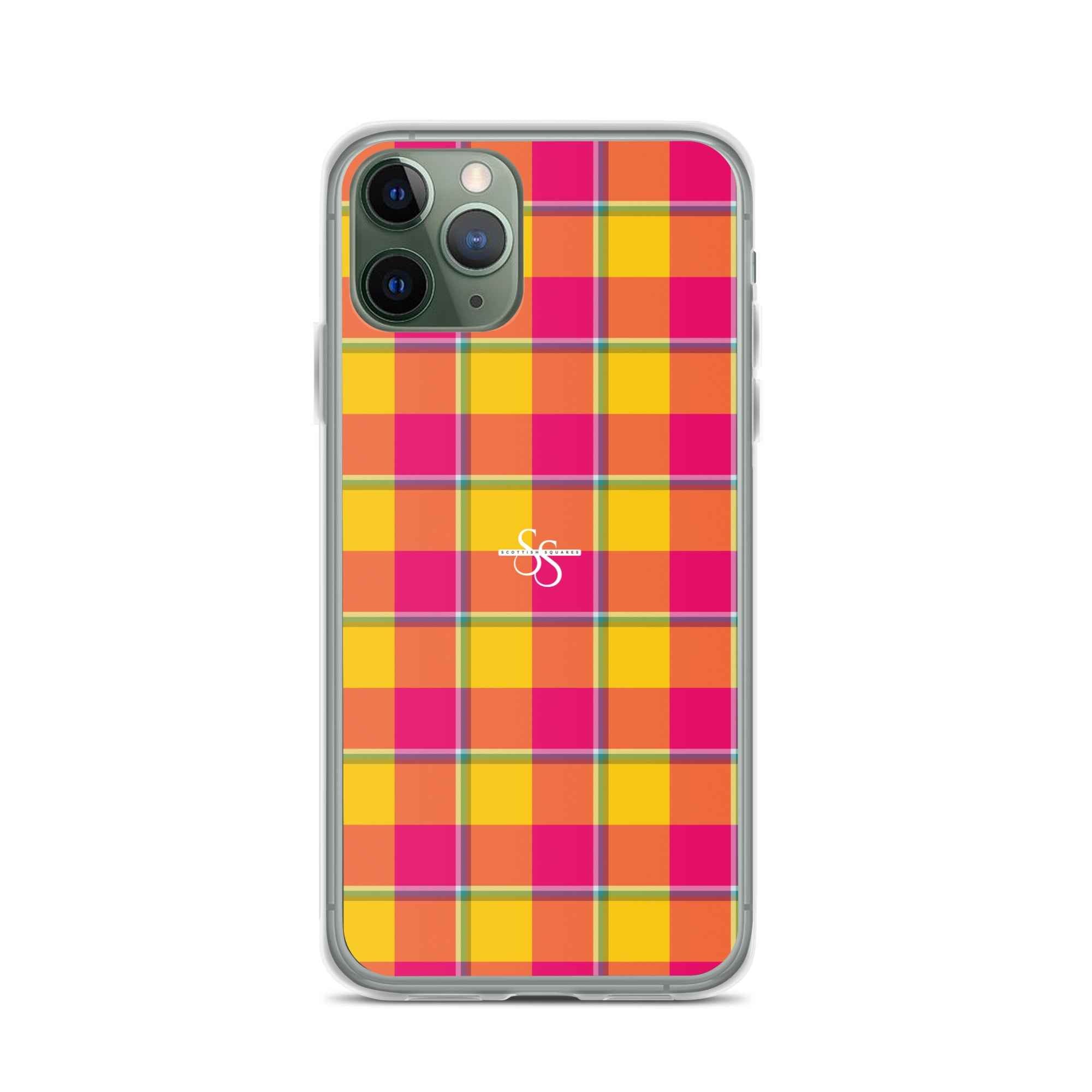Clear Case for iPhone Corn and Razzmatazz Plaid - Scottish Squares