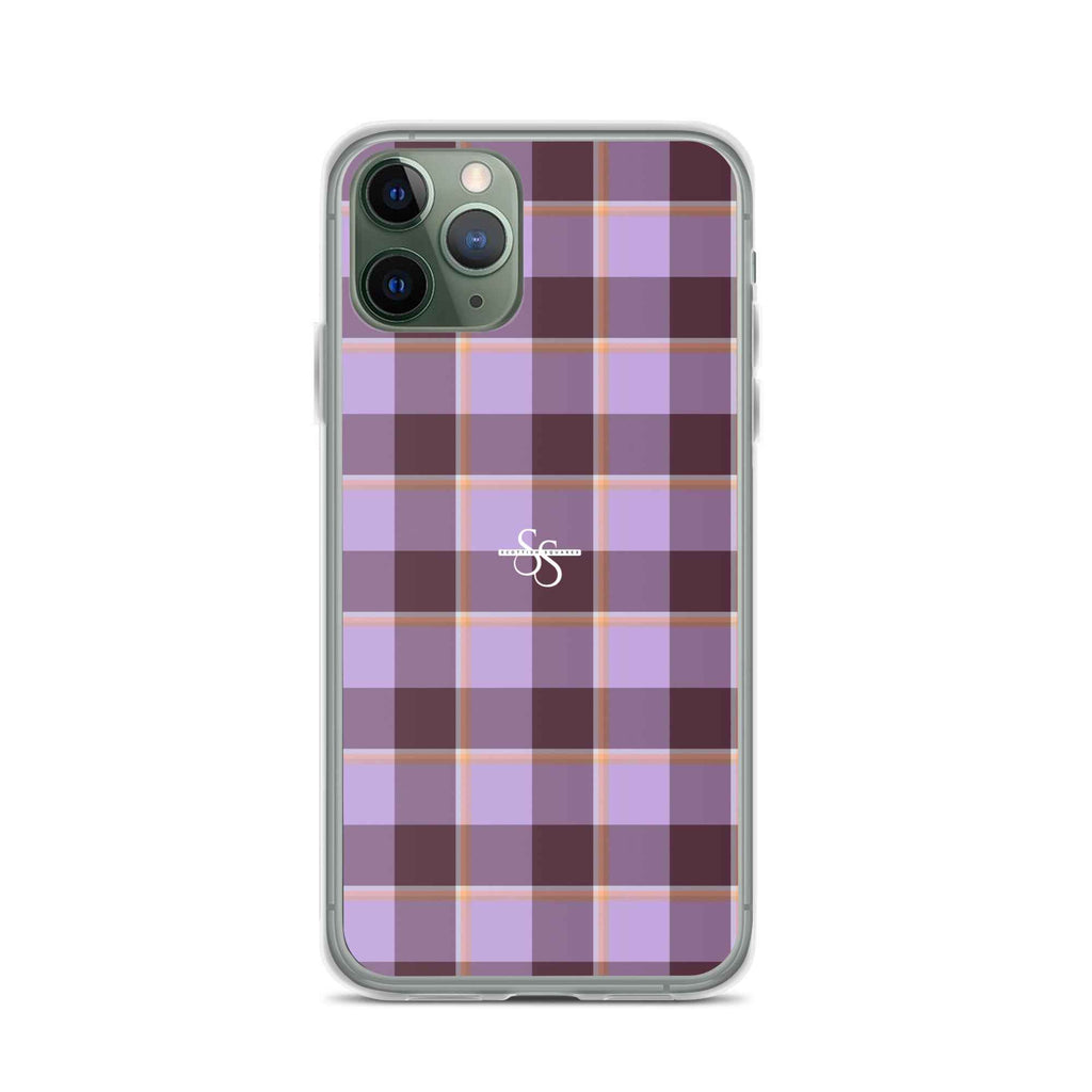 Clear Case for iPhone Light Wisteria and Livid Brown Plaid - Scottish Squares