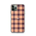 Clear Case for iPhone Hit Pink and Livid Brown Plaid - Scottish Squares