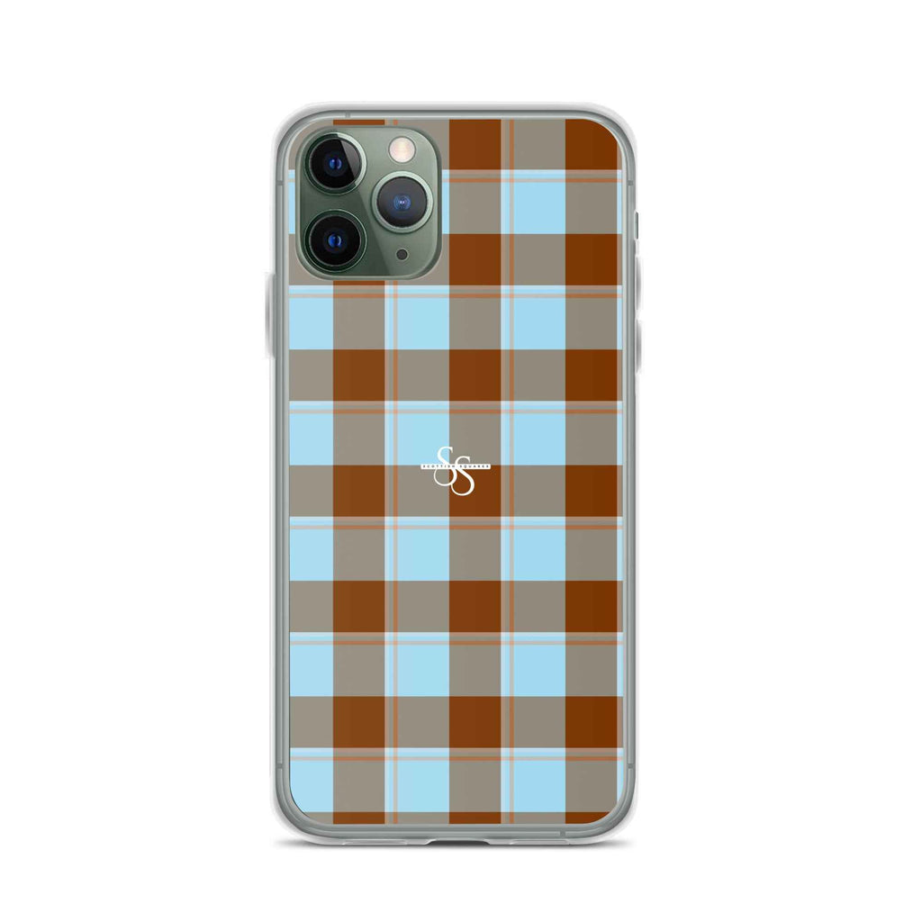 Clear Case for iPhone Blizzard Blue and Livid Brown Plaid - Scottish Squares