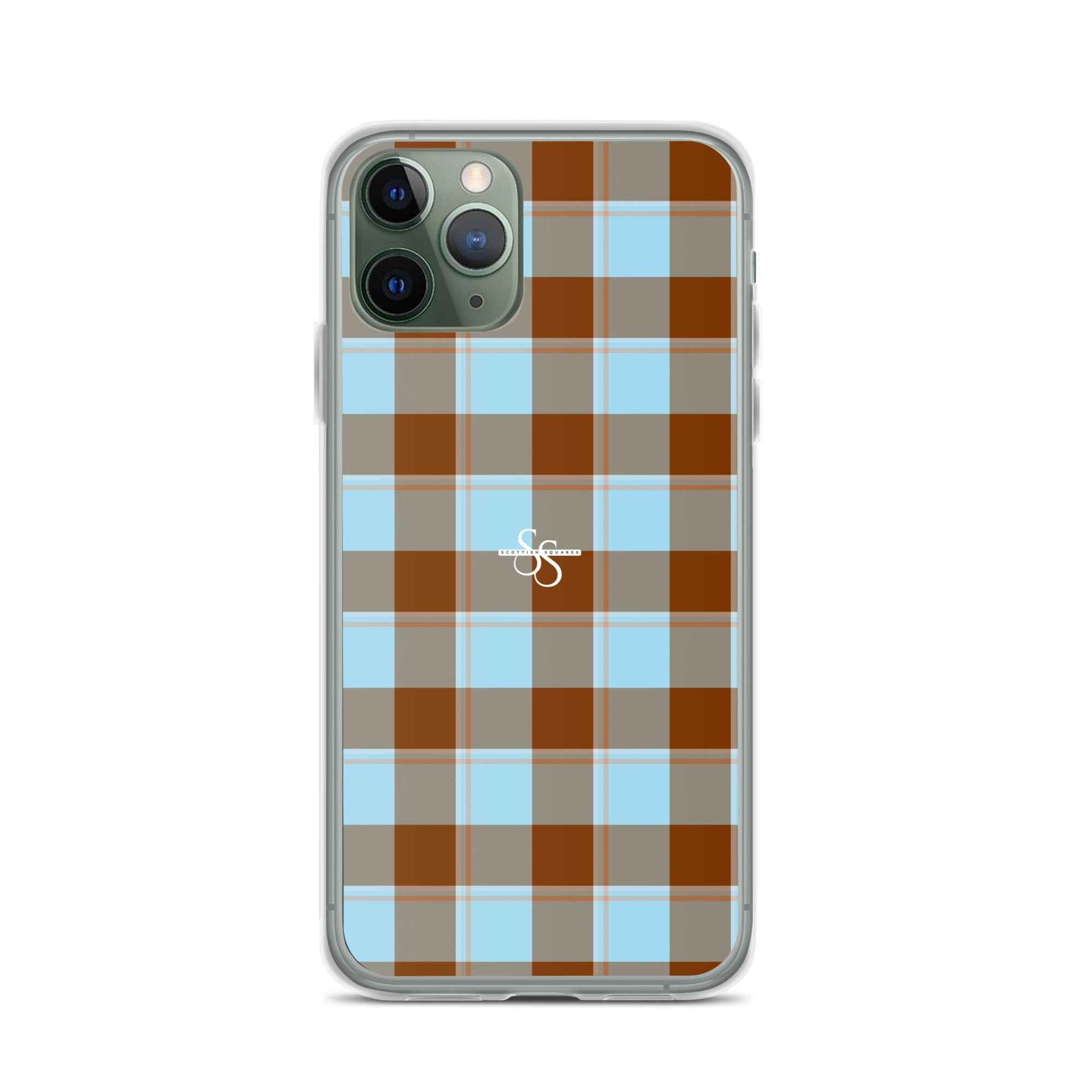Clear Case for iPhone Blizzard Blue and Livid Brown Plaid - Scottish Squares