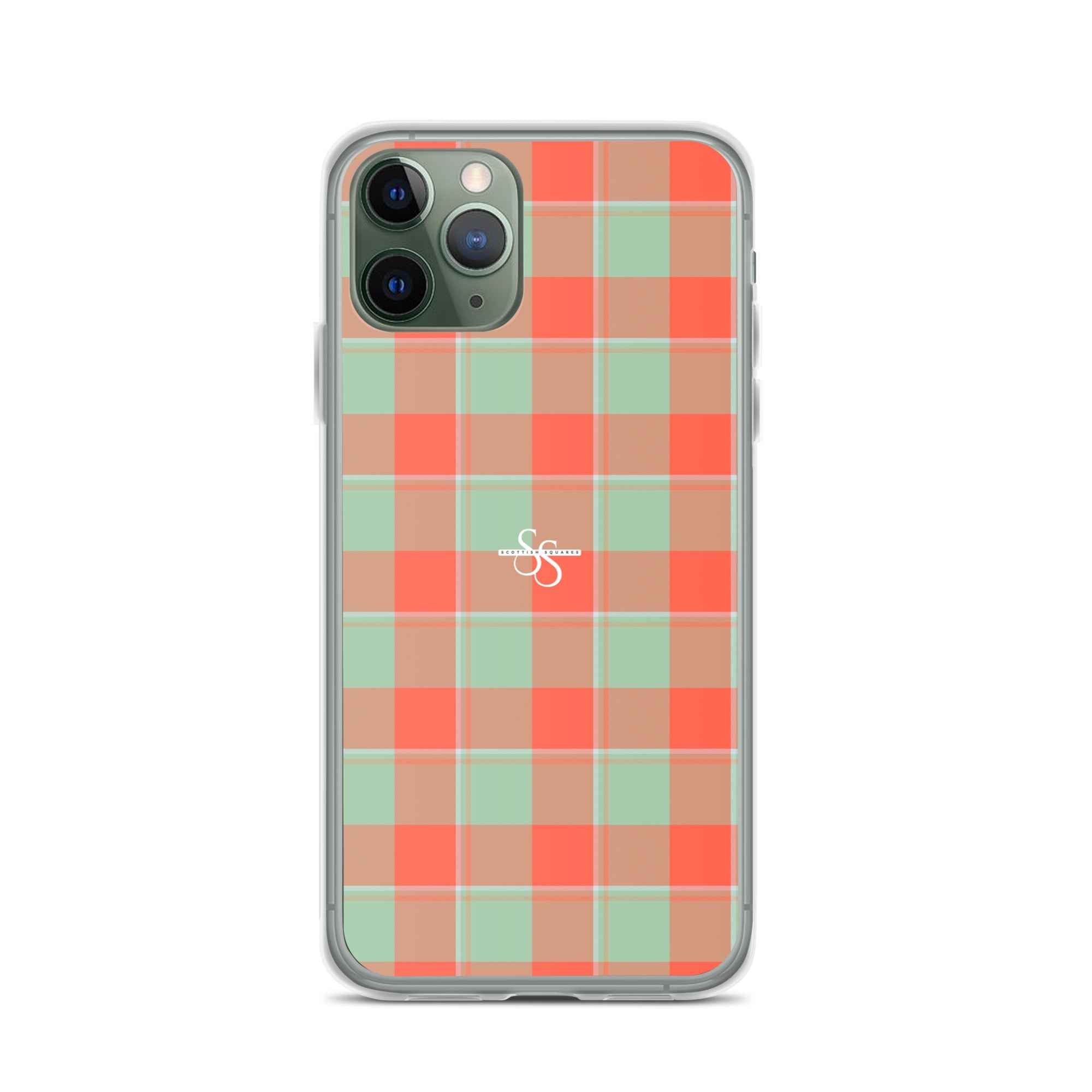 Clear Case for iPhone Spring Rain and Persimmon Plaid - Scottish Squares