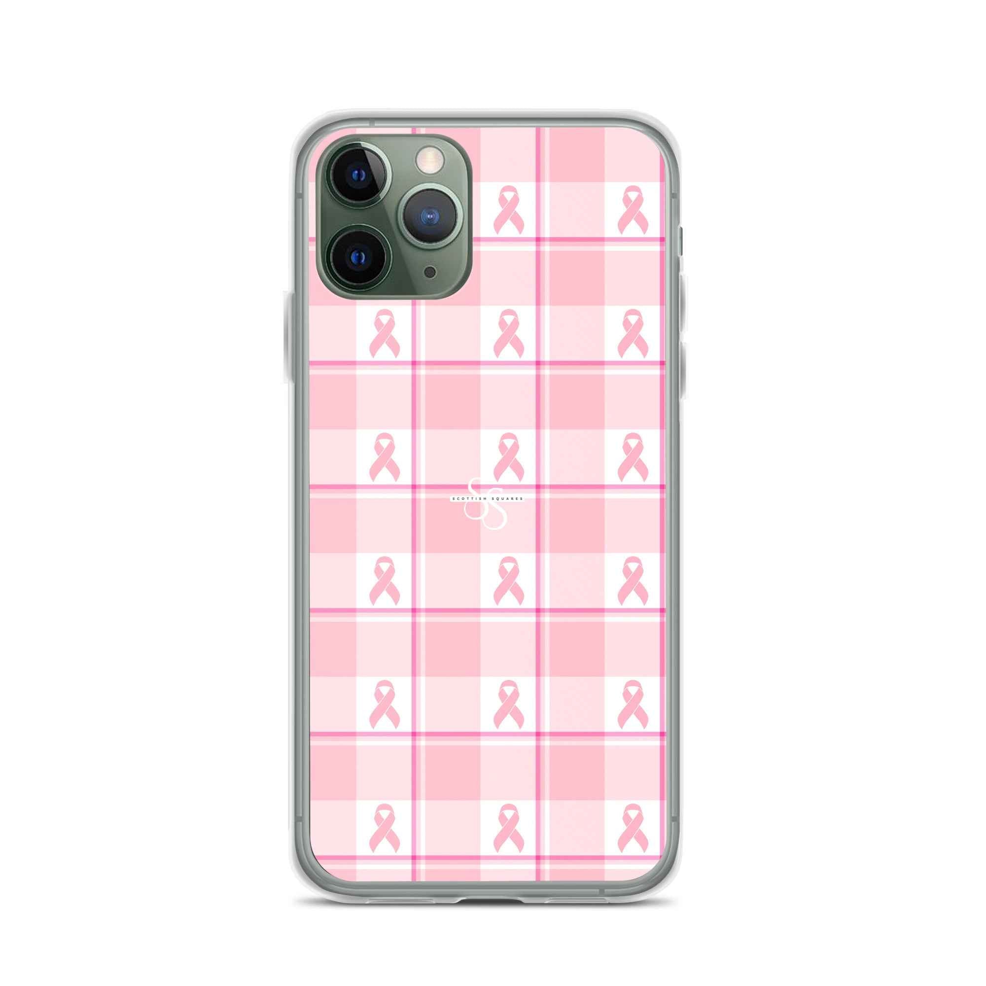 Clear Case for iPhone Breast Cancer Awareness Plaid - Scottish Squares