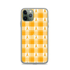 Clear Case for iPhone Kidney Cancer Awareness Plaid, Orange Ribbon, Supportive Gift - Scottish Squares