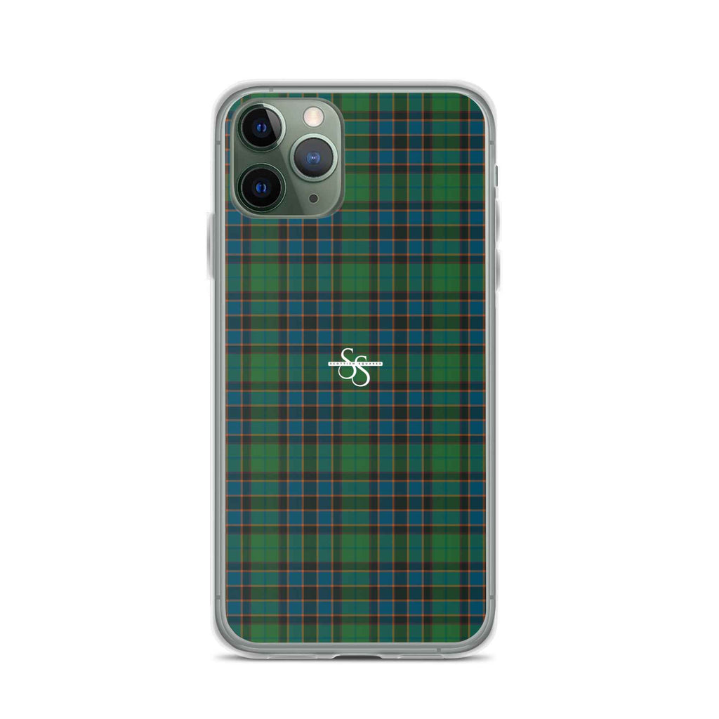 Clear Case for iPhone Green Blue Orange Plaid Tartan