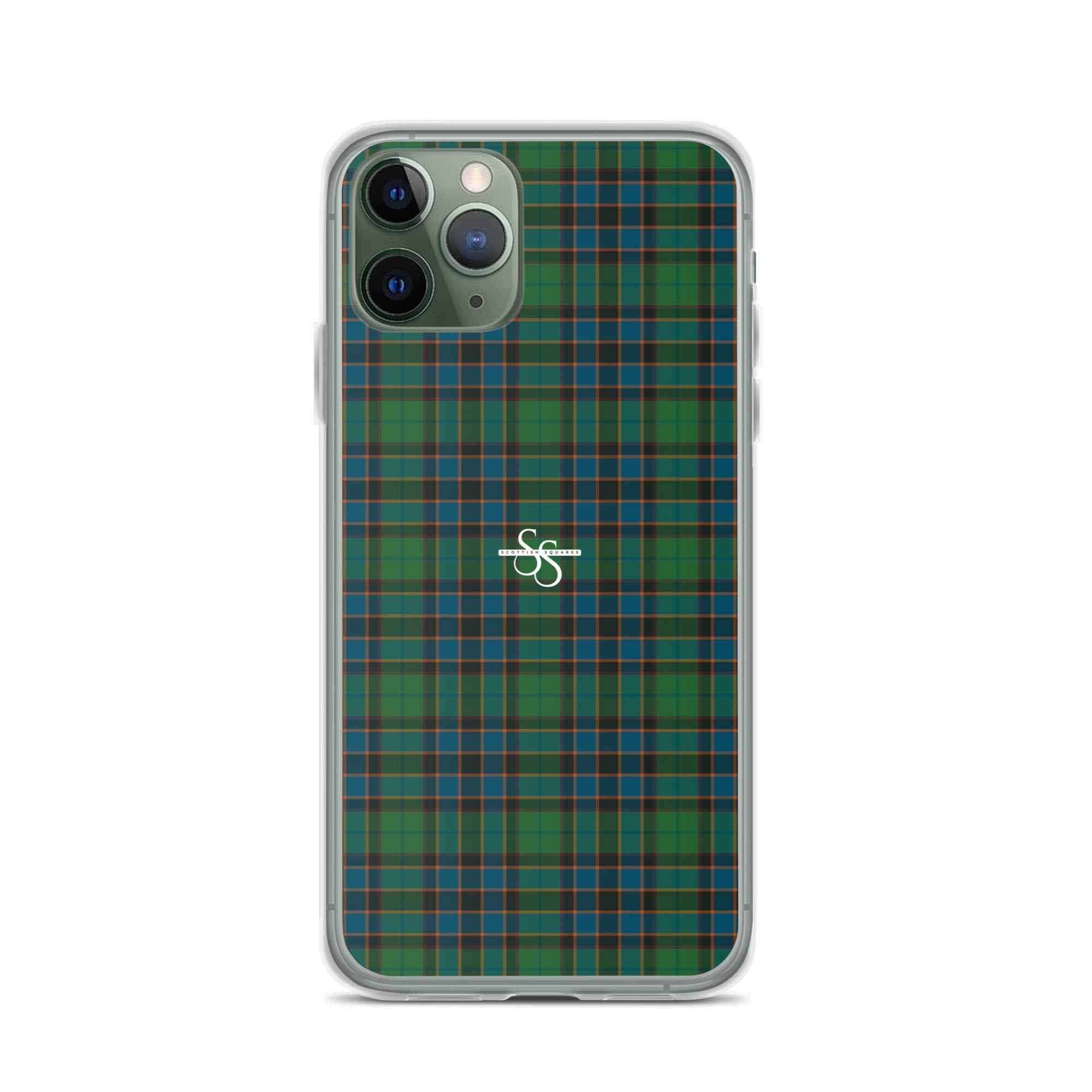 Clear Case for iPhone Green Blue Orange Plaid Tartan