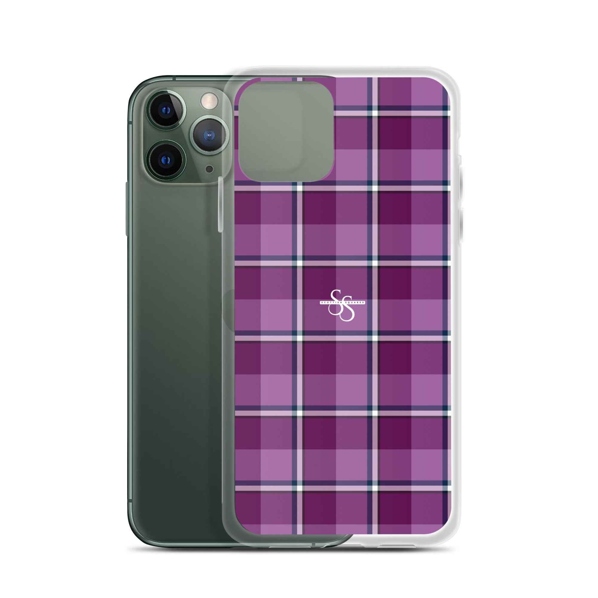 Clear Case for iPhone Purple and Trendy Pink Plaid iPhone 11 Pro - Scottish Squares