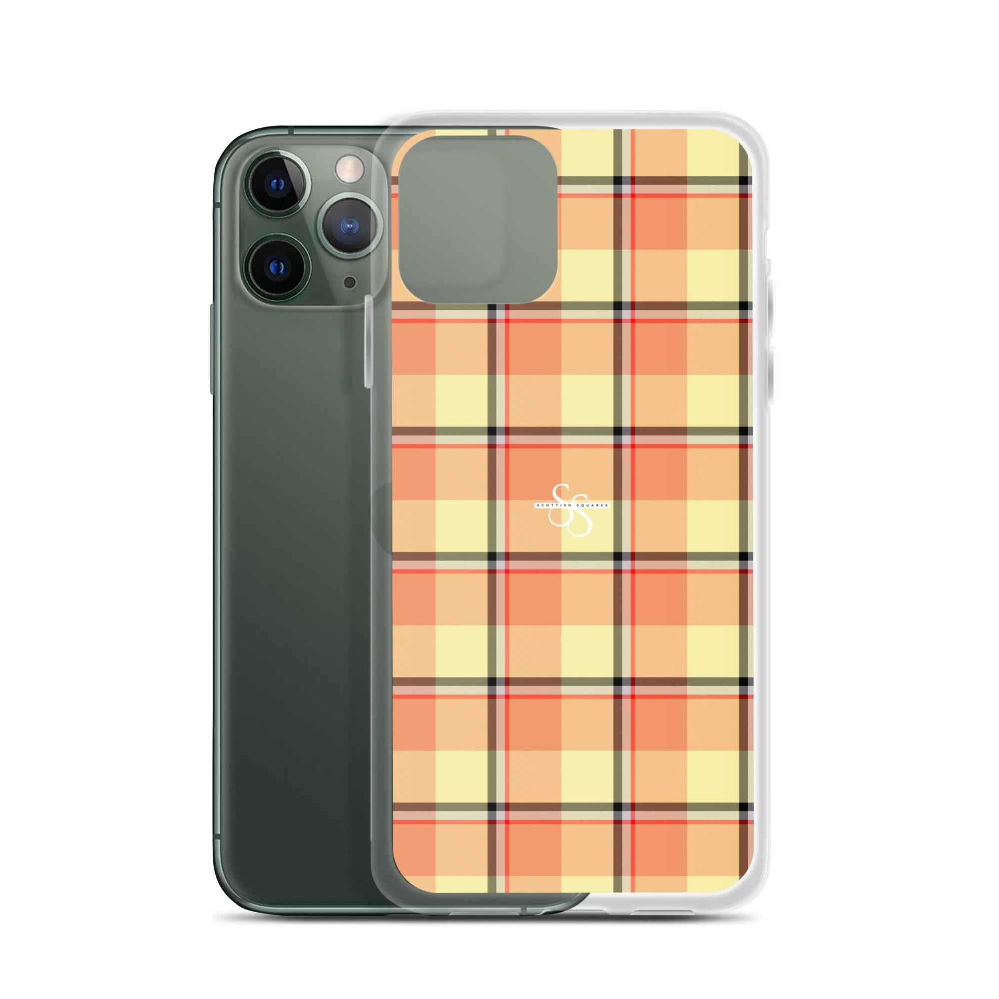 Clear Case for iPhone Claystone and Morning Mist Plaid iPhone 11 Pro - Scottish Squares