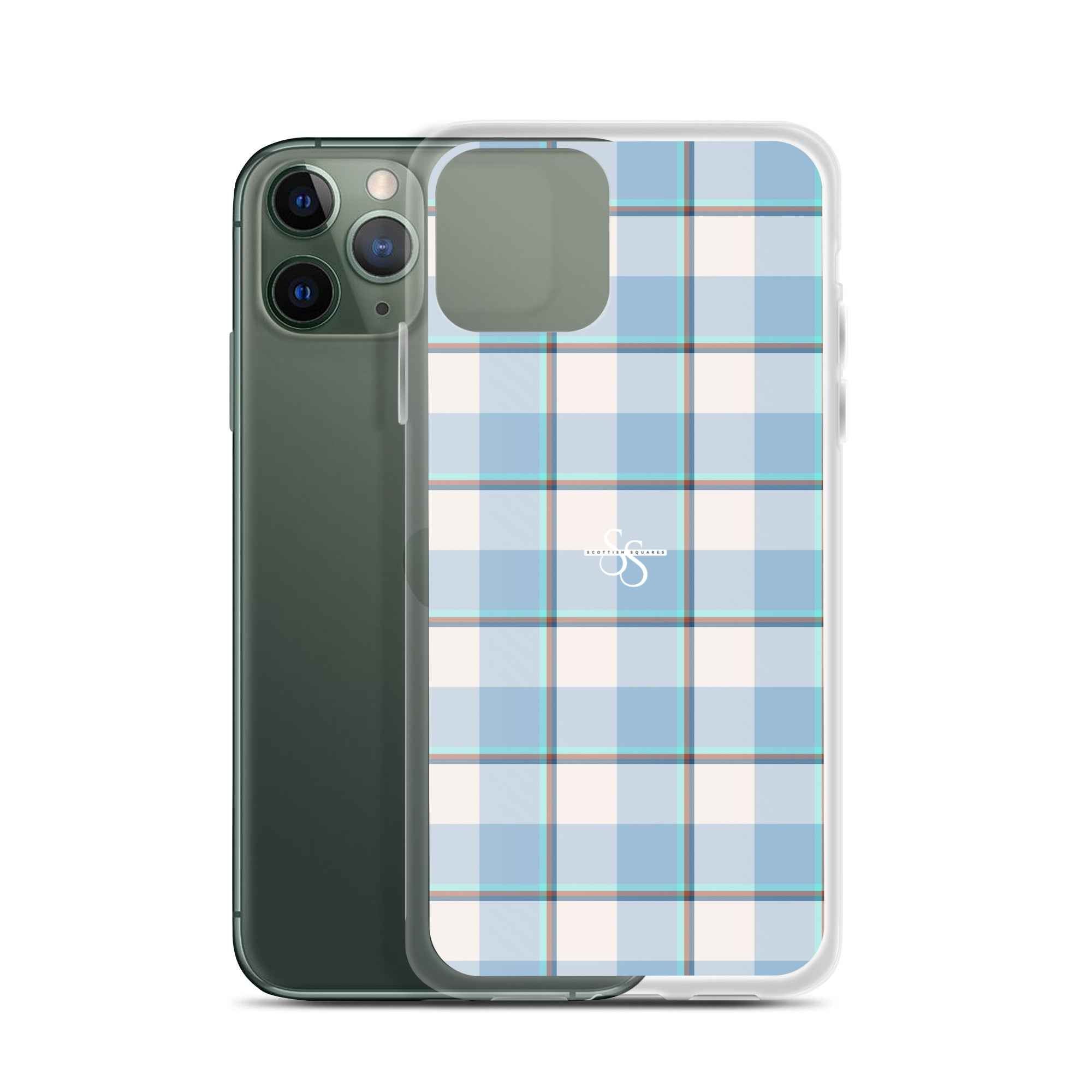 Clear Case for iPhone Pink Cloud and Blue Lagoon Plaid iPhone 11 Pro - Scottish Squares