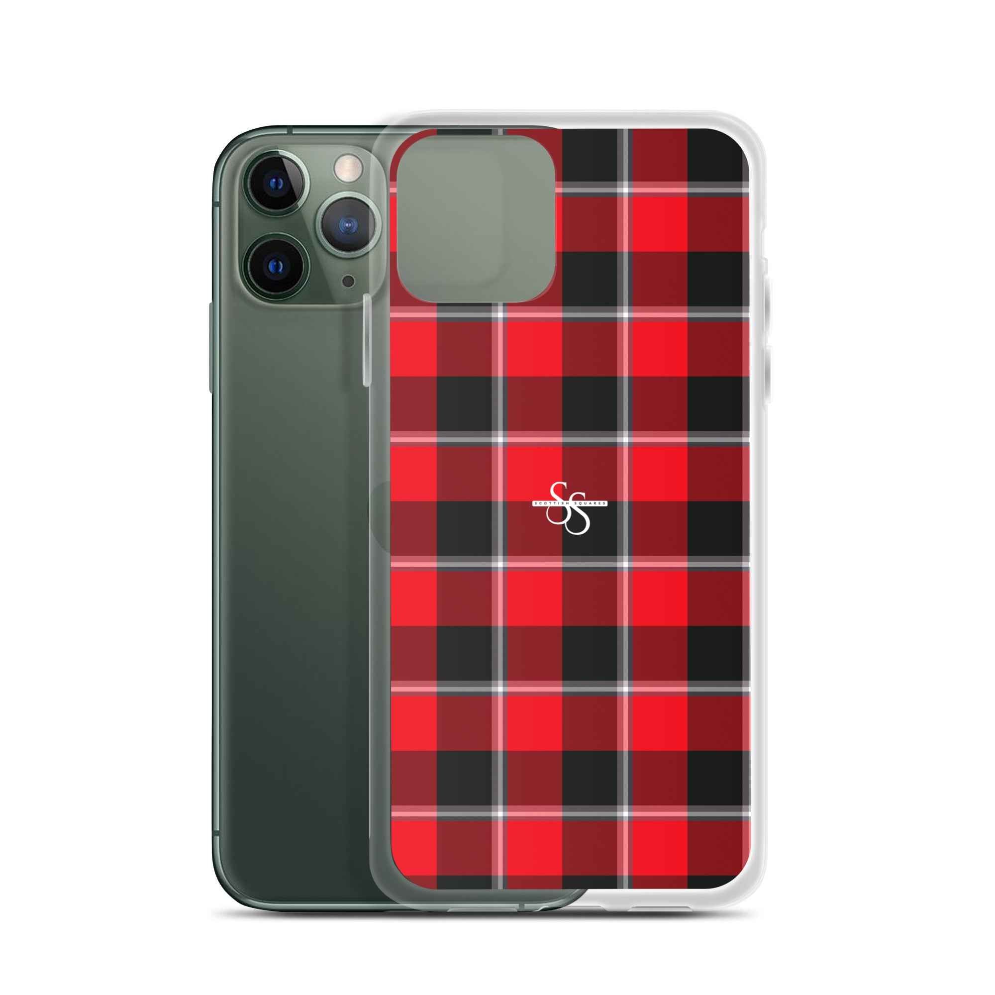 Clear Case for iPhone Red Ribbon and Heavy Metal Plaid iPhone 11 Pro - Scottish Squares