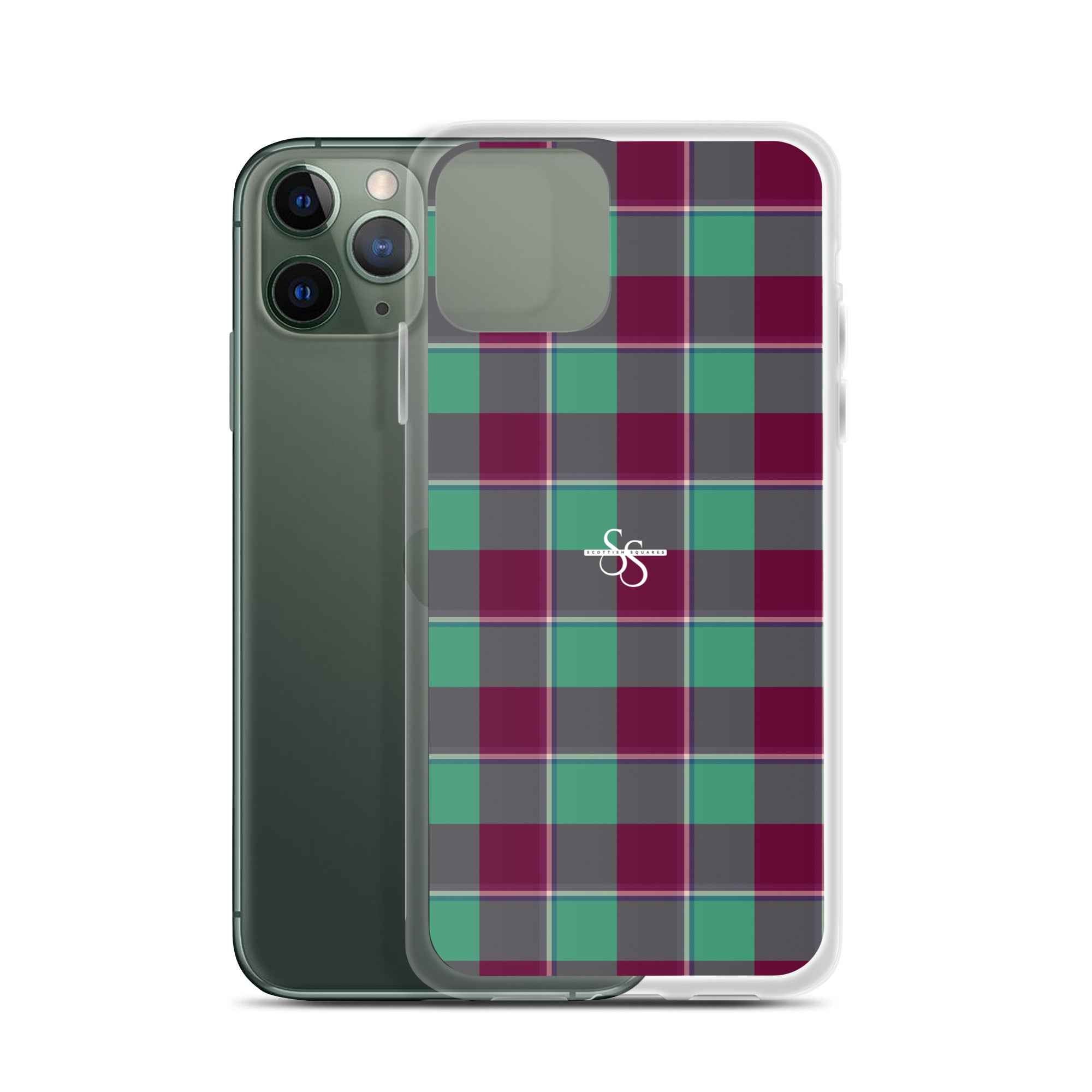 Clear Case for iPhone Ocean Green and Mulberry Wood Plaid iPhone 11 Pro - Scottish Squares
