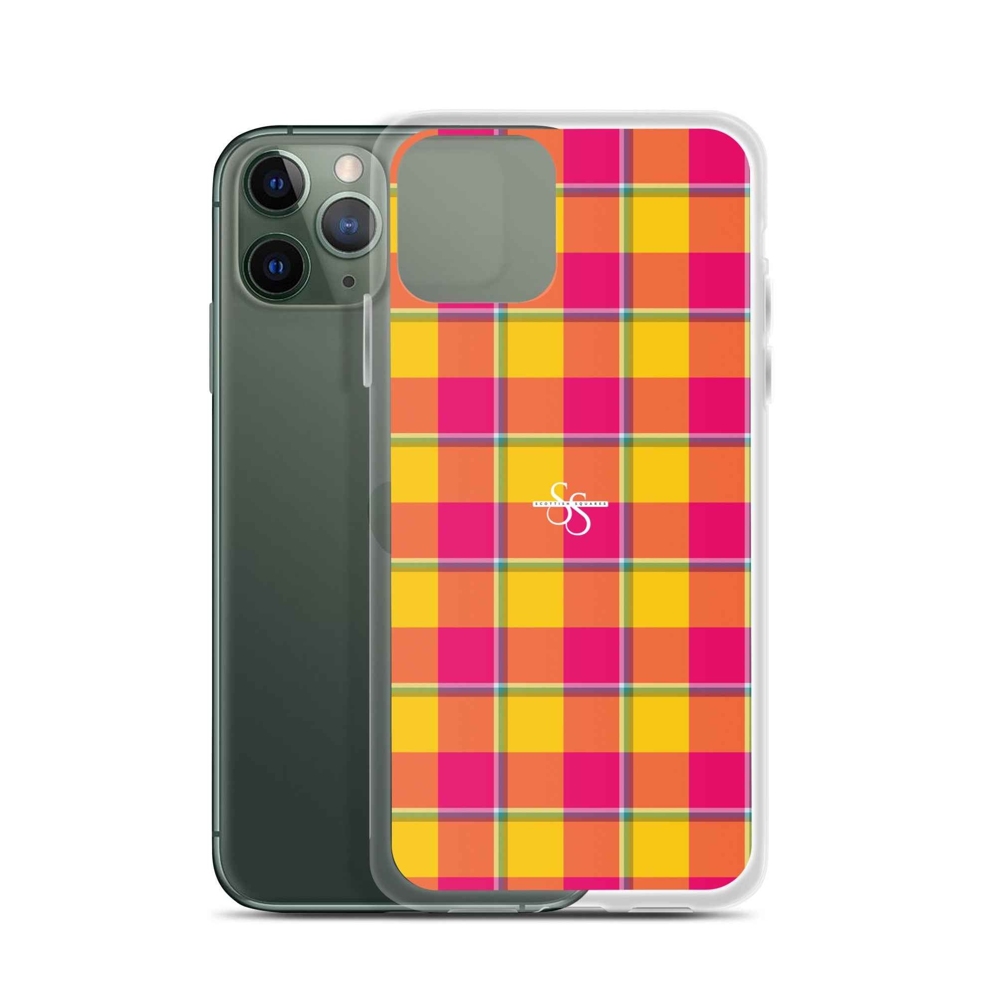 Clear Case for iPhone Corn and Razzmatazz Plaid iPhone 11 Pro - Scottish Squares