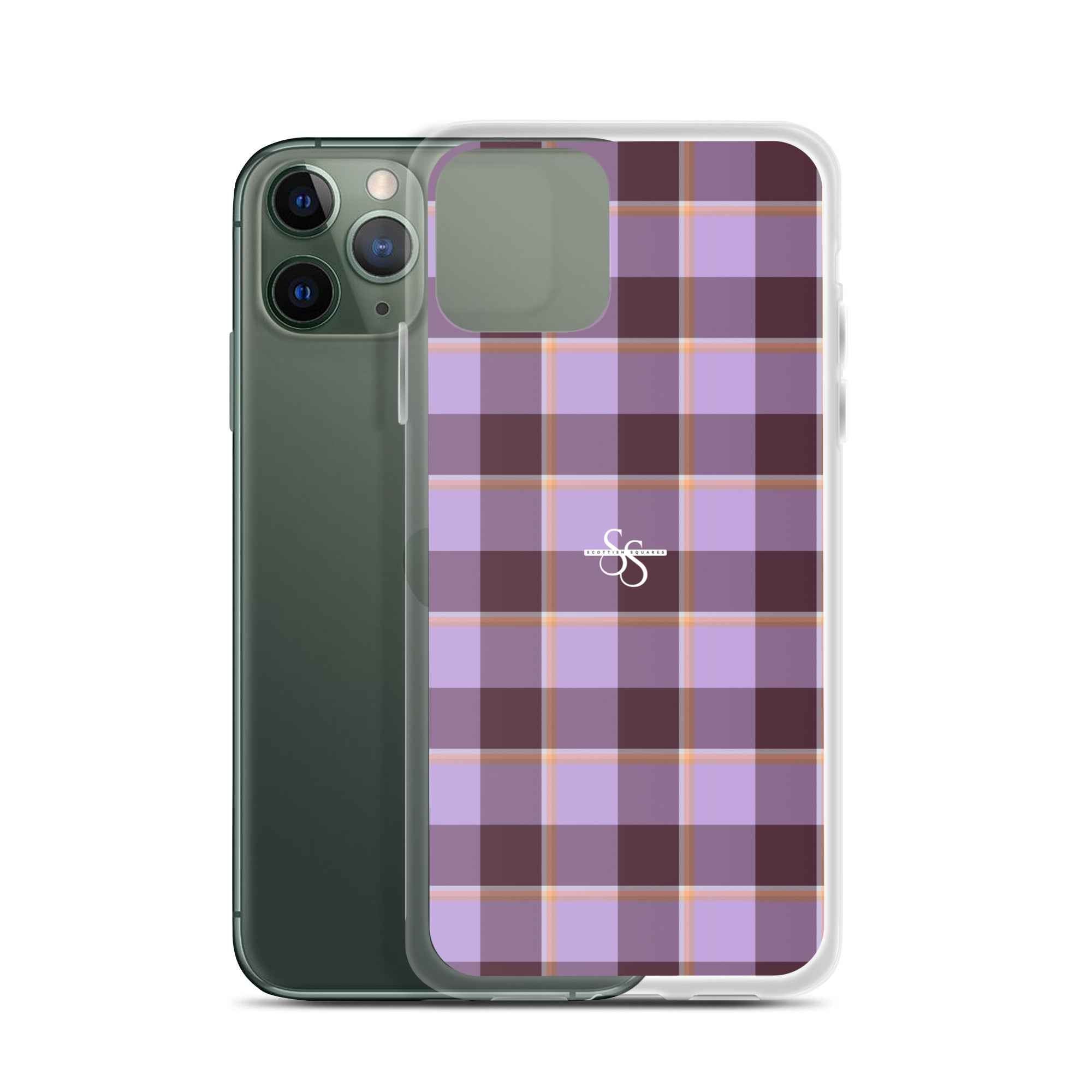 Clear Case for iPhone Light Wisteria and Livid Brown Plaid iPhone 11 Pro - Scottish Squares