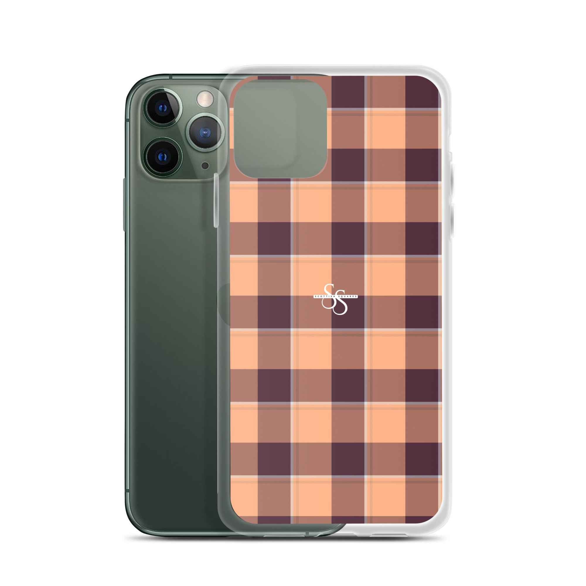 Clear Case for iPhone Hit Pink and Livid Brown Plaid iPhone 11 Pro - Scottish Squares