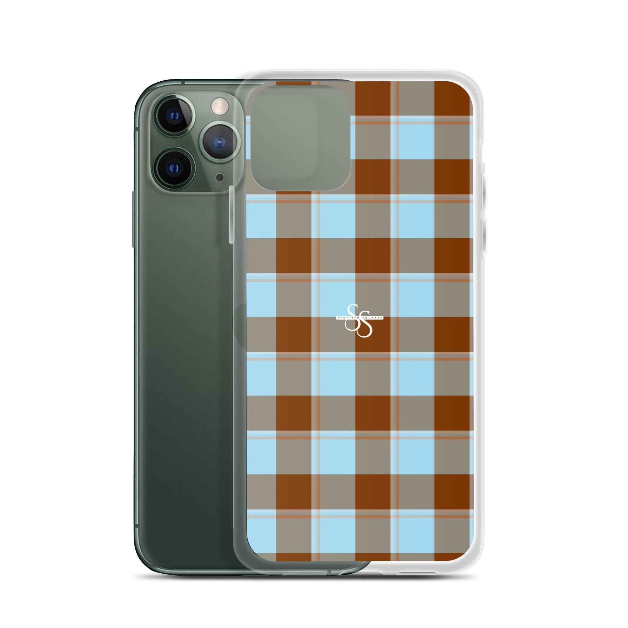 Clear Case for iPhone Blizzard Blue and Livid Brown Plaid iPhone 11 Pro - Scottish Squares
