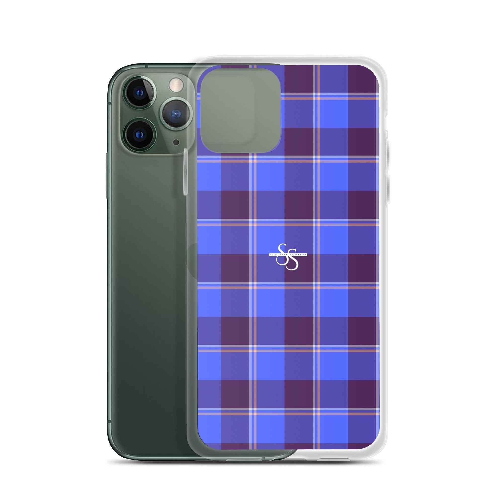 Clear Case for iPhone Cornflower Blue and Livid Brown Plaid iPhone 11 Pro - Scottish Squares