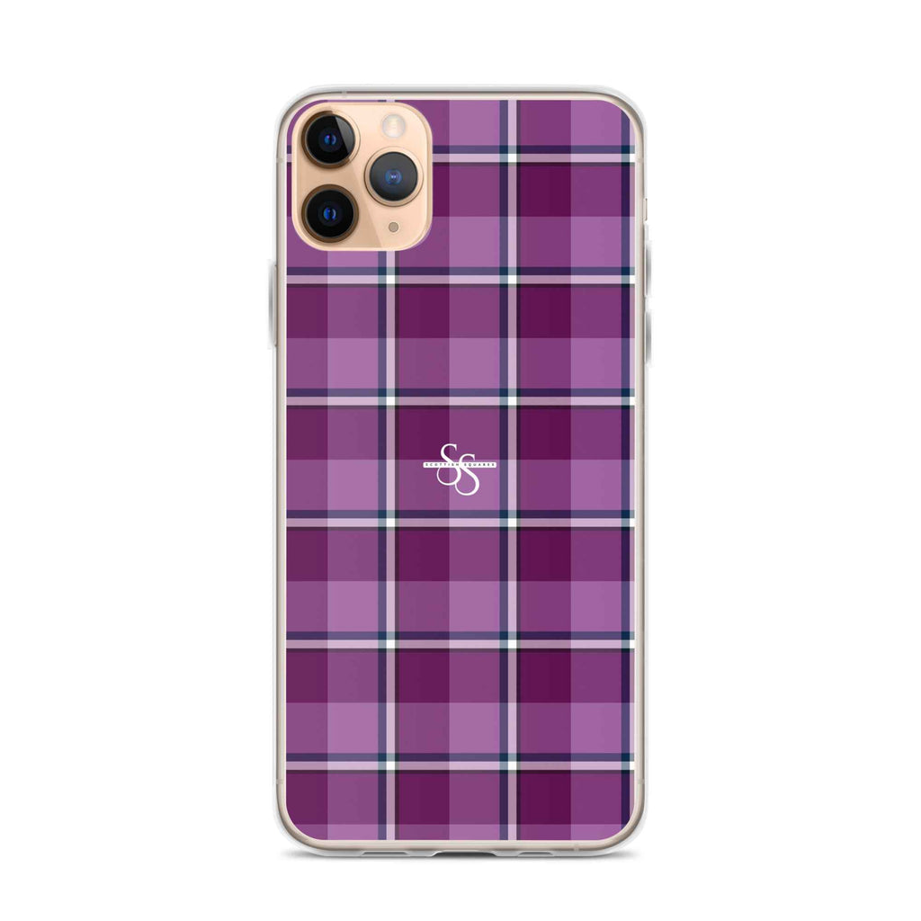 Clear Case for iPhone Purple and Trendy Pink Plaid - Scottish Squares