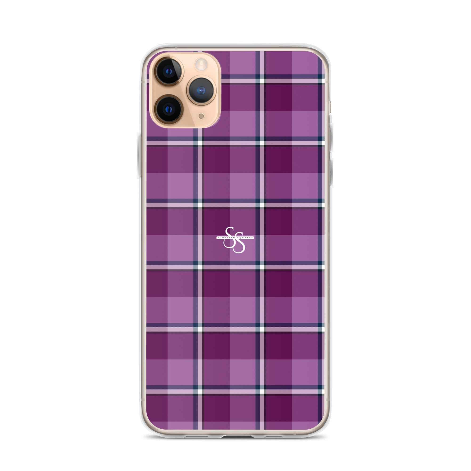 Clear Case for iPhone Purple and Trendy Pink Plaid - Scottish Squares