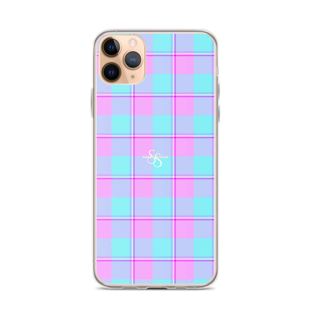Clear Case for iPhone Mauve and Coastal Mist Plaid - Scottish Squares