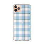 Clear Case for iPhone Pink Cloud and Blue Lagoon Plaid - Scottish Squares
