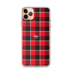 Clear Case for iPhone Red Ribbon and Heavy Metal Plaid - Scottish Squares