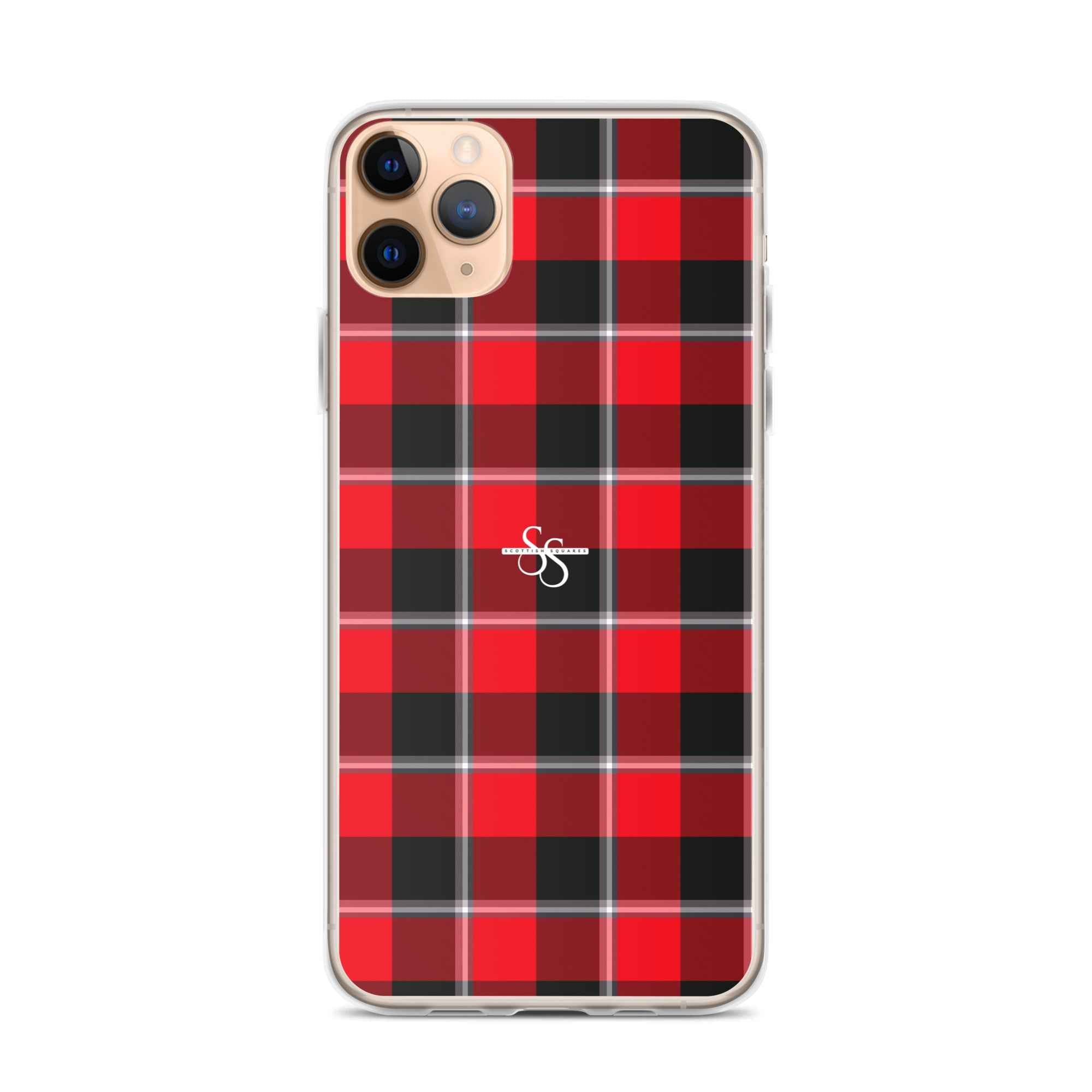 Clear Case for iPhone Red Ribbon and Heavy Metal Plaid - Scottish Squares