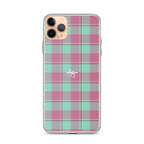 Clear Case for iPhone Vista Blue and Turkish Rose Plaid - Scottish Squares