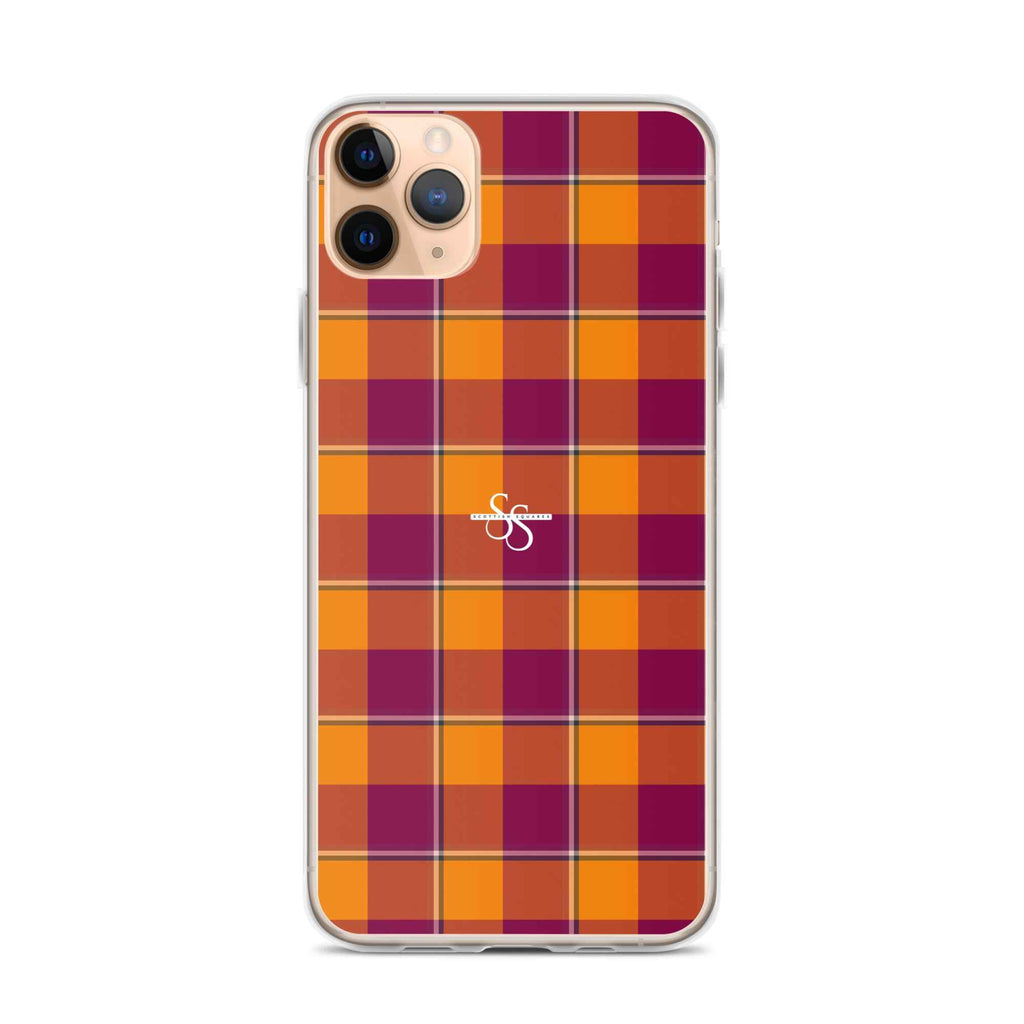 Clear Case for iPhone Tahiti Gold and Rose Bud Cherry Plaid - Scottish Squares