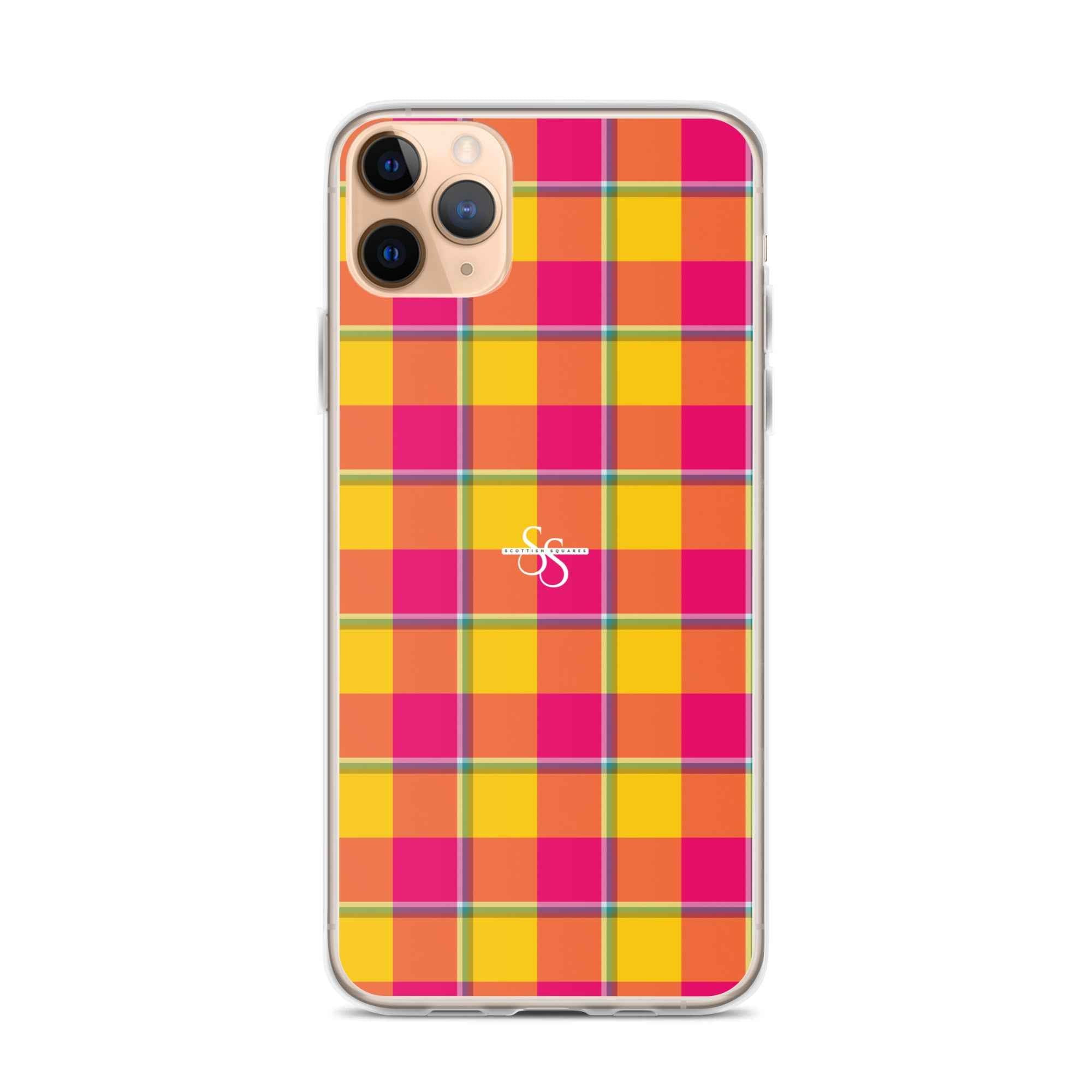 Clear Case for iPhone Corn and Razzmatazz Plaid - Scottish Squares