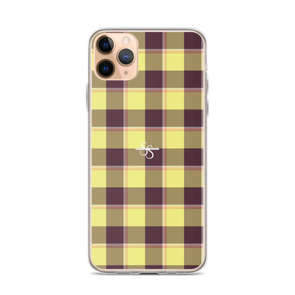 Clear Case for iPhone Flax and Livid Brown Plaid - Scottish Squares