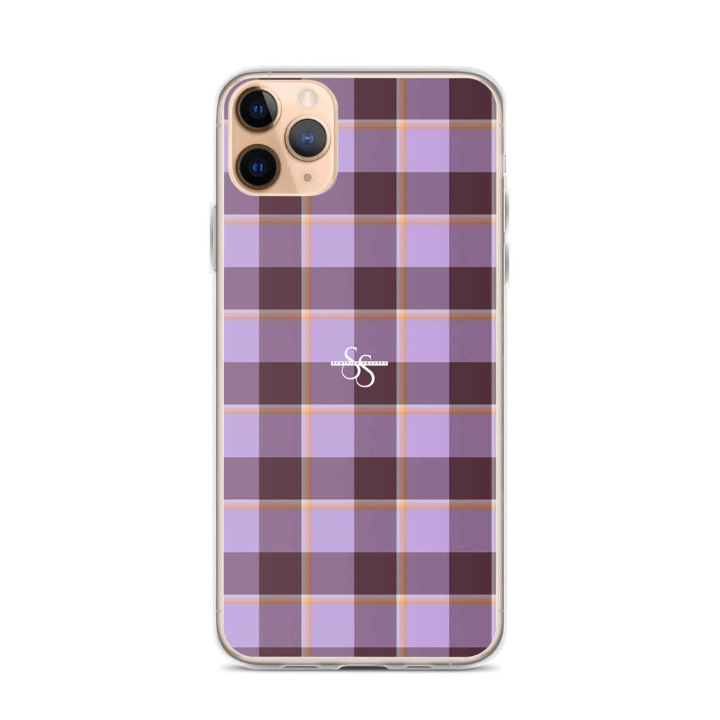 Clear Case for iPhone Light Wisteria and Livid Brown Plaid - Scottish Squares