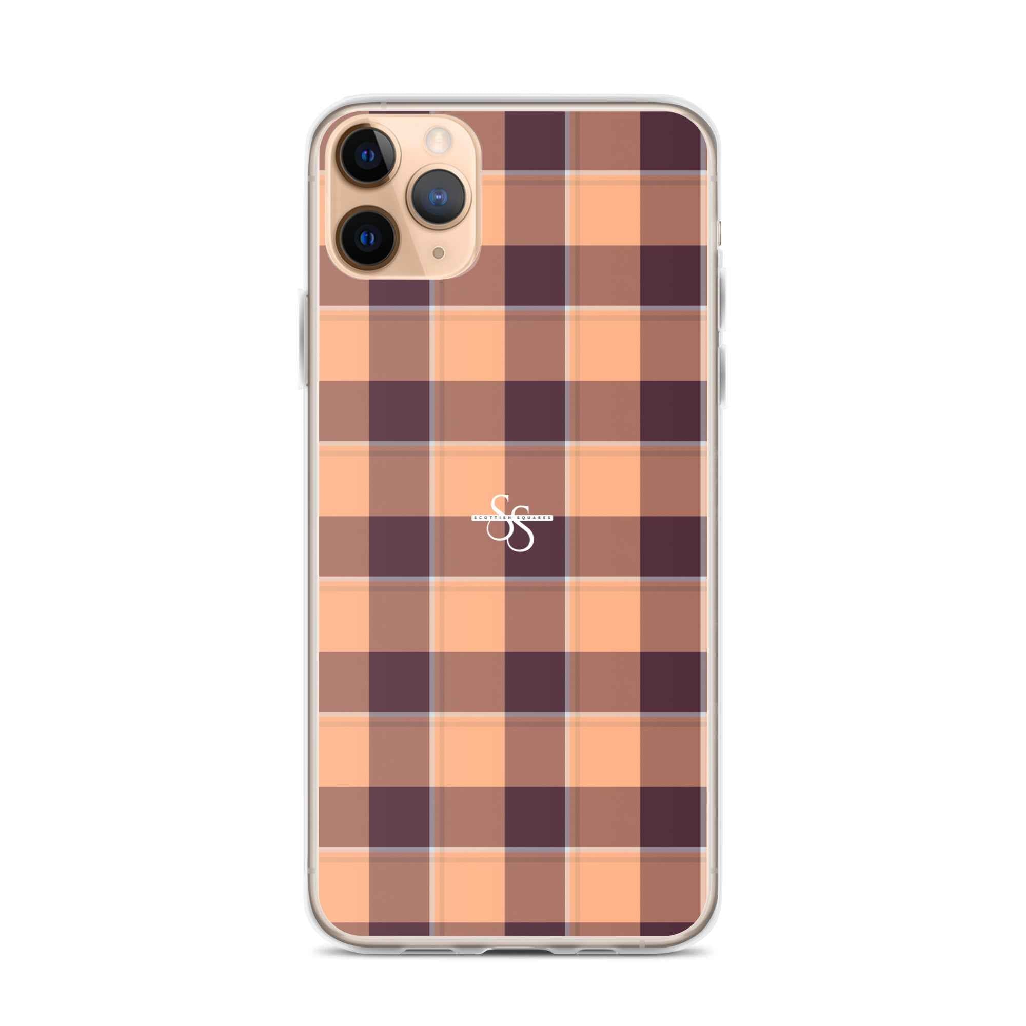 Clear Case for iPhone Hit Pink and Livid Brown Plaid - Scottish Squares