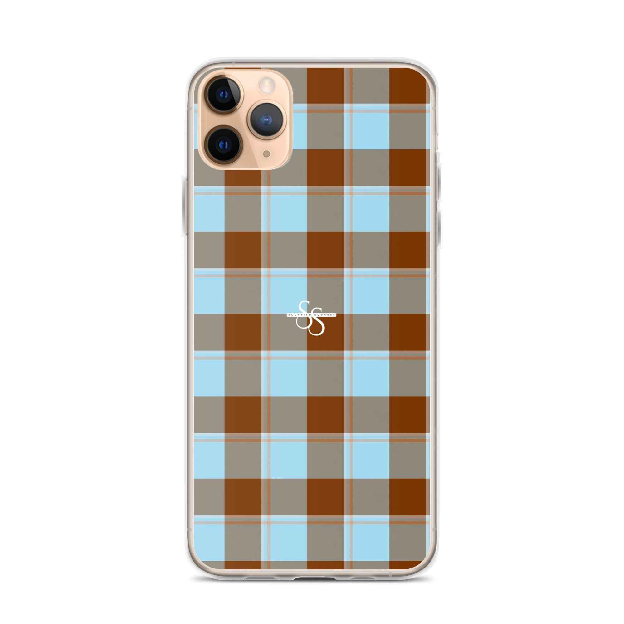 Clear Case for iPhone Blizzard Blue and Livid Brown Plaid - Scottish Squares
