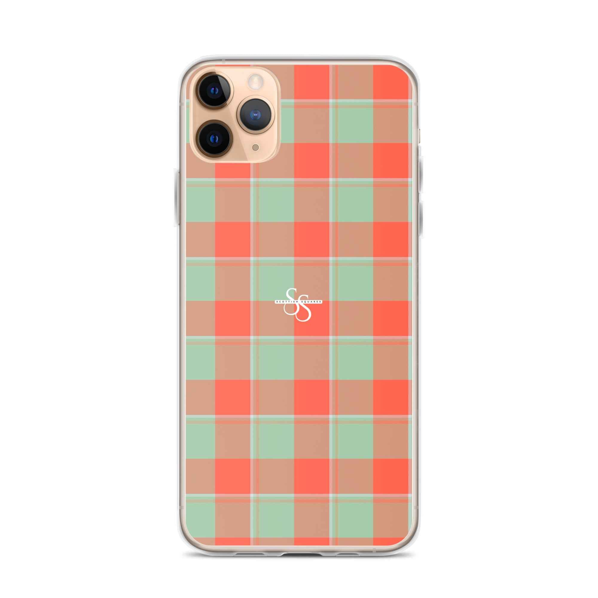 Clear Case for iPhone Spring Rain and Persimmon Plaid - Scottish Squares
