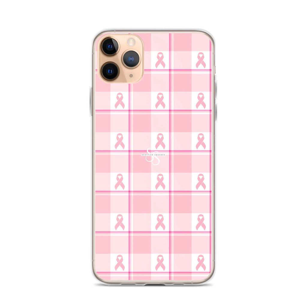 Clear Case for iPhone Breast Cancer Awareness Plaid - Scottish Squares