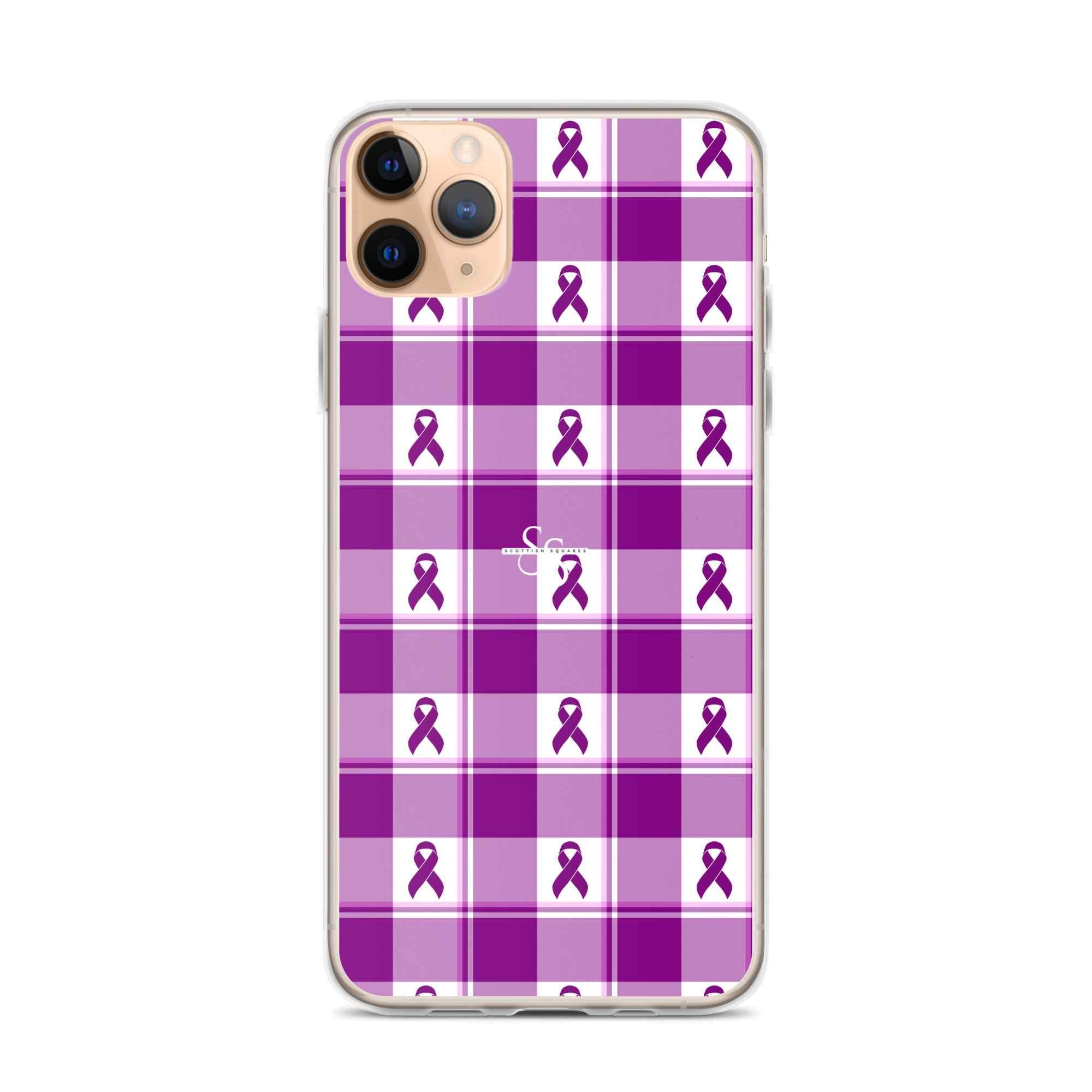 Clear Case for iPhone Pancreatic Cancer Awareness Plaid - Scottish Squares