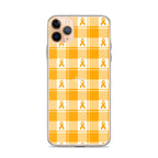 Clear Case for iPhone Kidney Cancer Awareness Plaid, Orange Ribbon, Supportive Gift - Scottish Squares