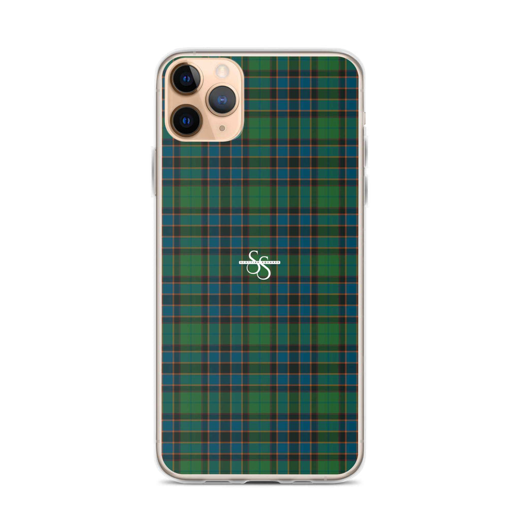 Clear Case for iPhone Green Blue Orange Plaid Tartan