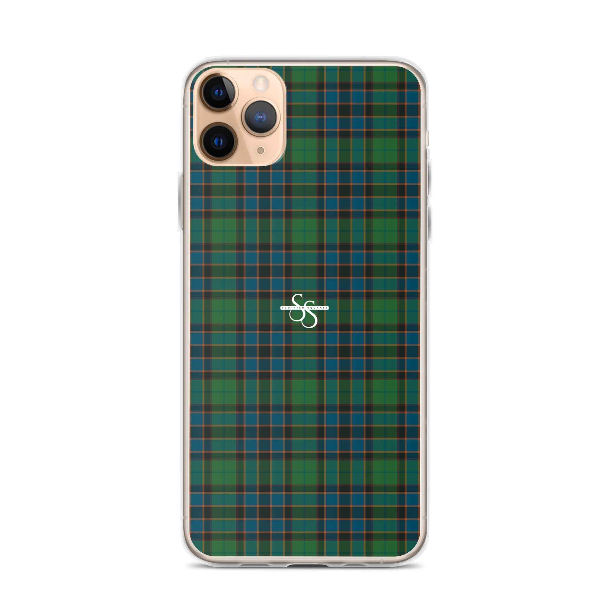 Clear Case for iPhone Green Blue Orange Plaid Tartan
