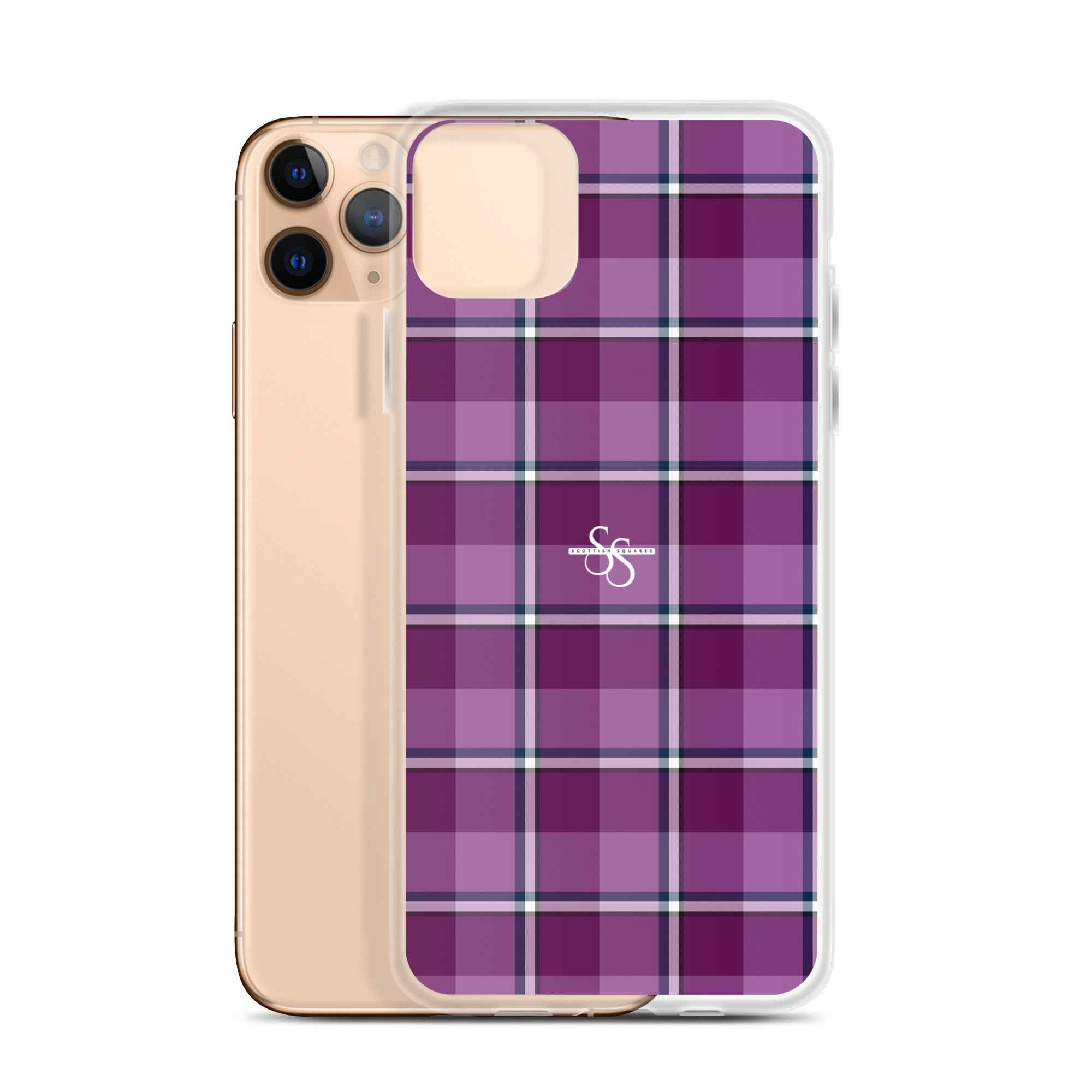 Clear Case for iPhone Purple and Trendy Pink Plaid iPhone 11 Pro Max - Scottish Squares