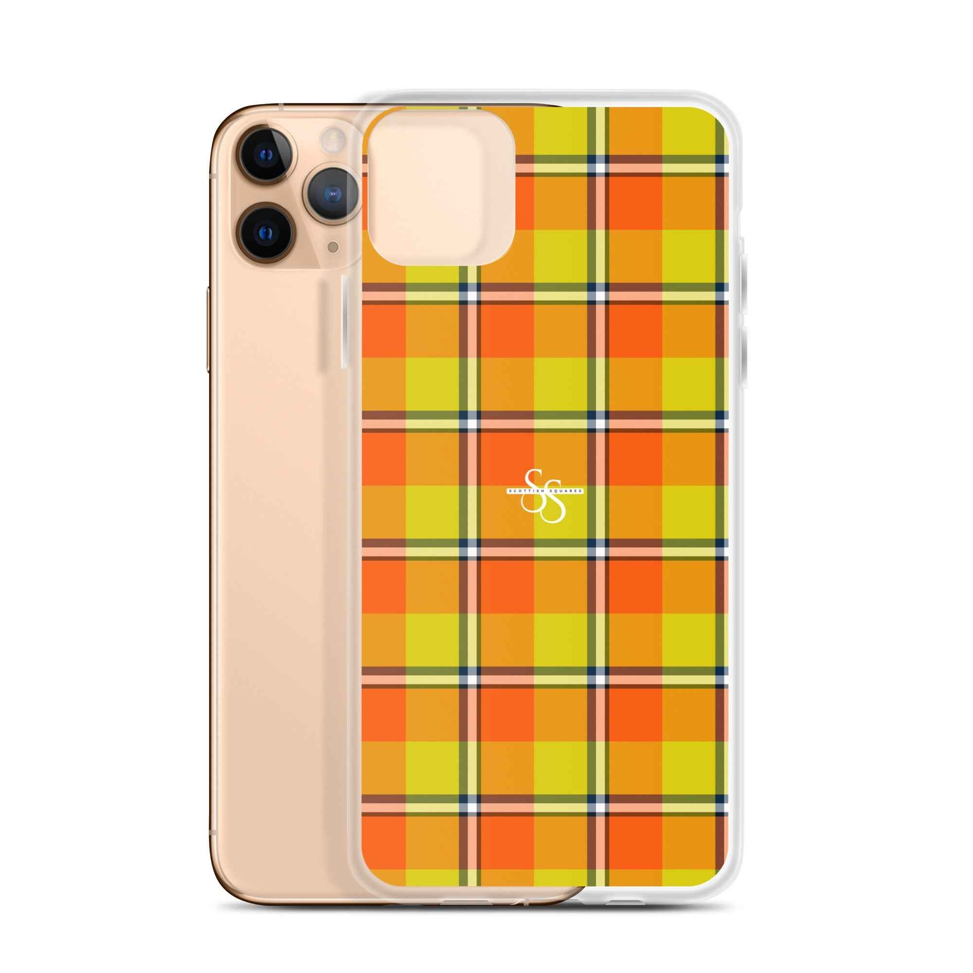 Clear Case for iPhone Blaze Orange and Bird Flower Plaid iPhone 11 Pro Max - Scottish Squares