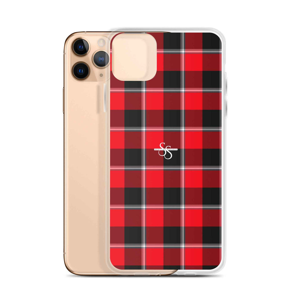 Clear Case for iPhone Red Ribbon and Heavy Metal Plaid iPhone 11 Pro Max - Scottish Squares